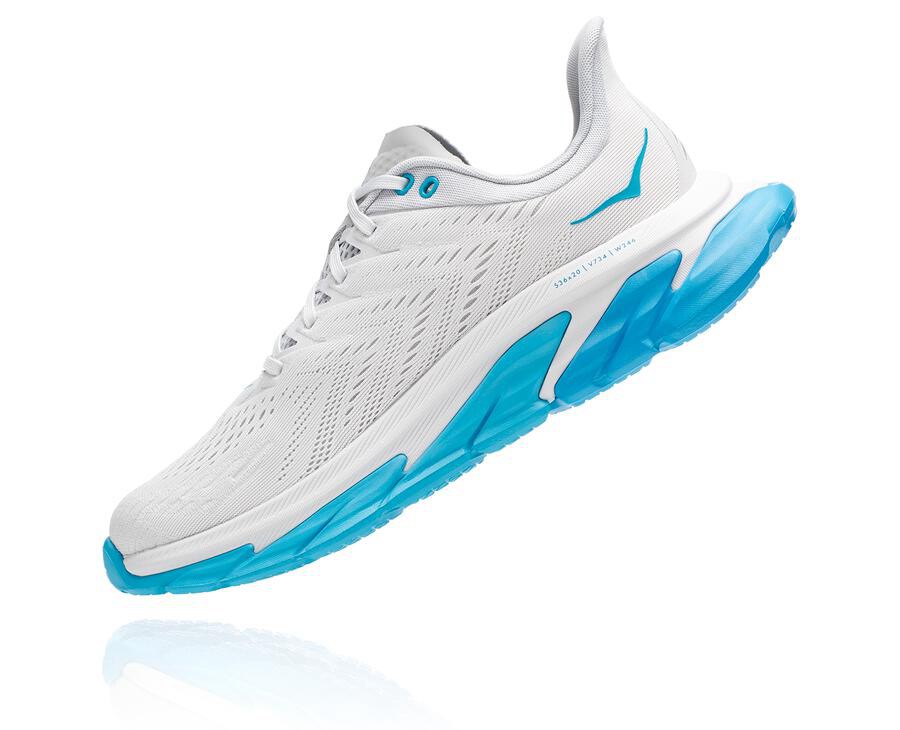 Hoka One One Clifton Edge Löparskor Herr - Vita/Blå - LQEMS-7143